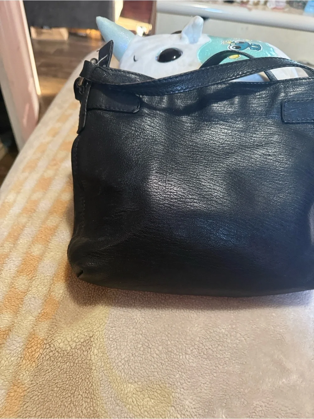 Michael Kors Black Leather Shoulder Bag with Silver Hardware